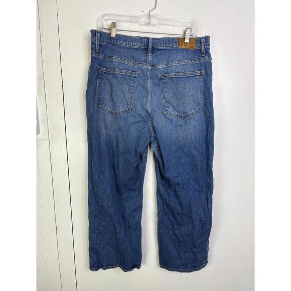 Madewell Jeans Womens 32 Slim Wide Leg Cropped Olympia Wash Button Fly Modest - Picture 2 of 12